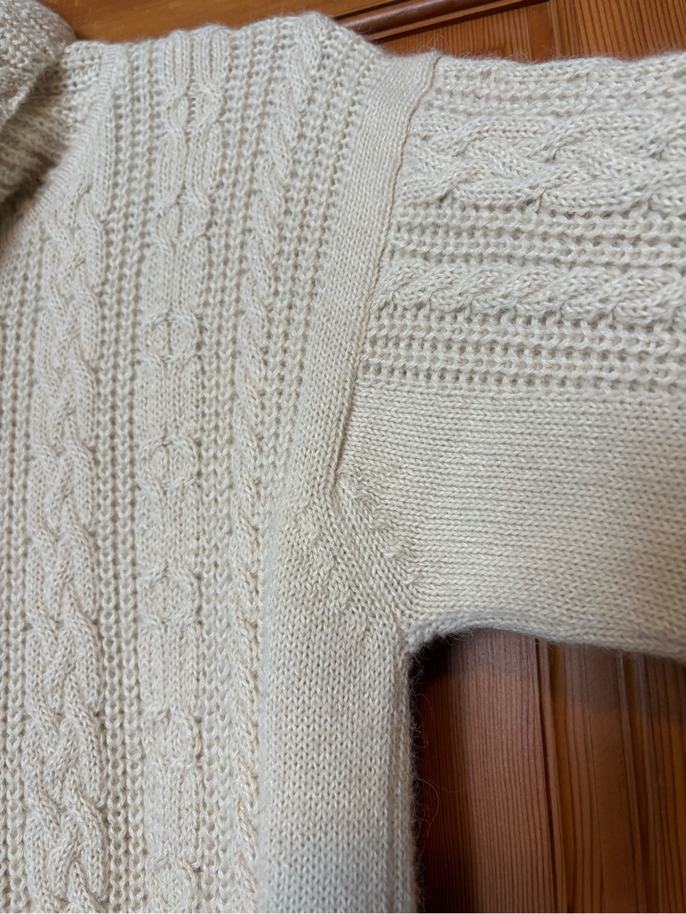 Deirdre McQuire Alpaca Cable Knit Turtleneck Sweater - Color Cream - Handmade - Picture 7 of 12